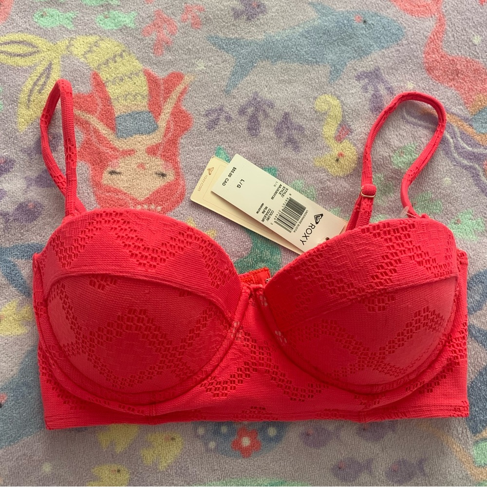 Coral crochet bikini top